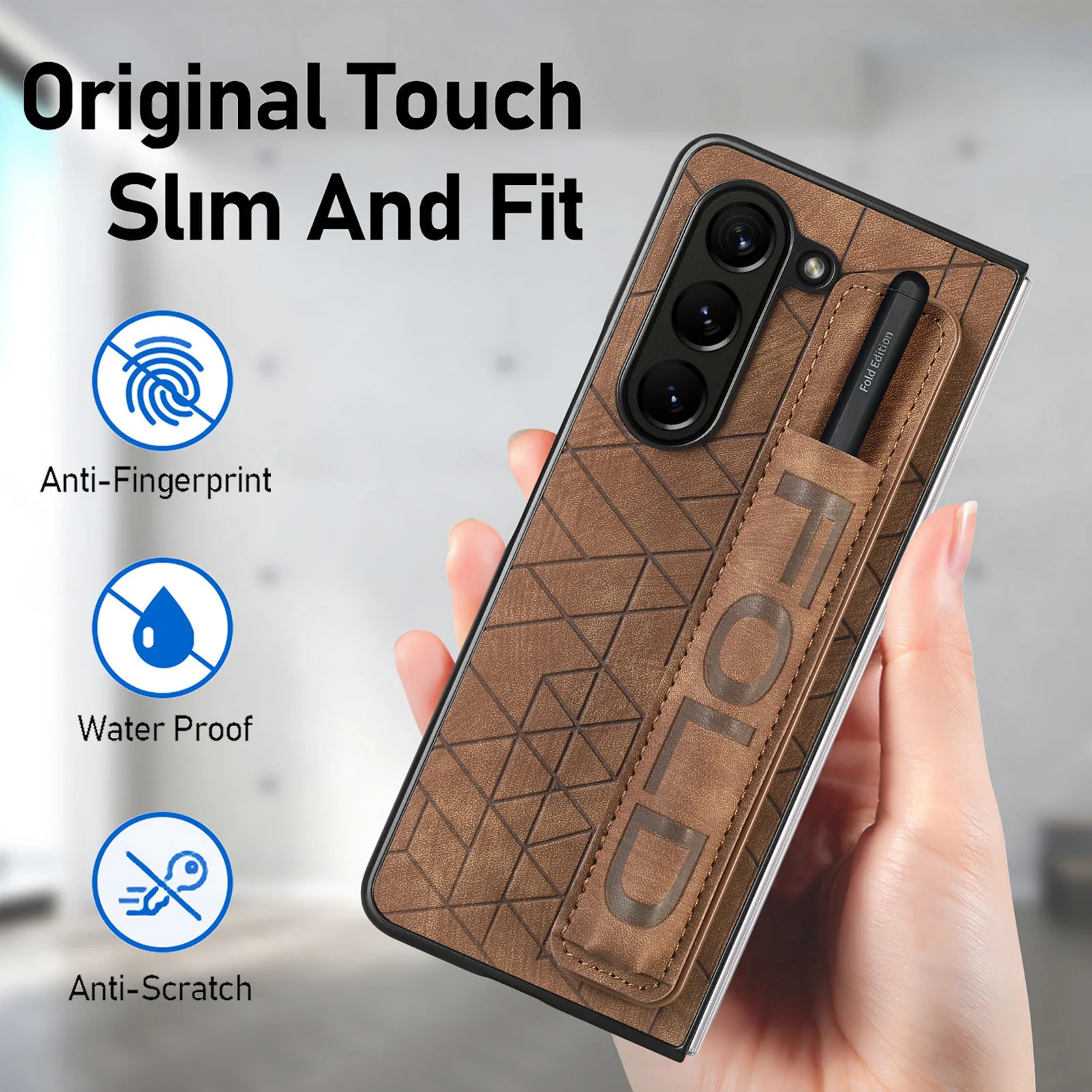[With Pen Slot] Samsung Galaxy Z Fold6 (SM-F956) Foldable Vegan Leather Shockproof Case - Image 16