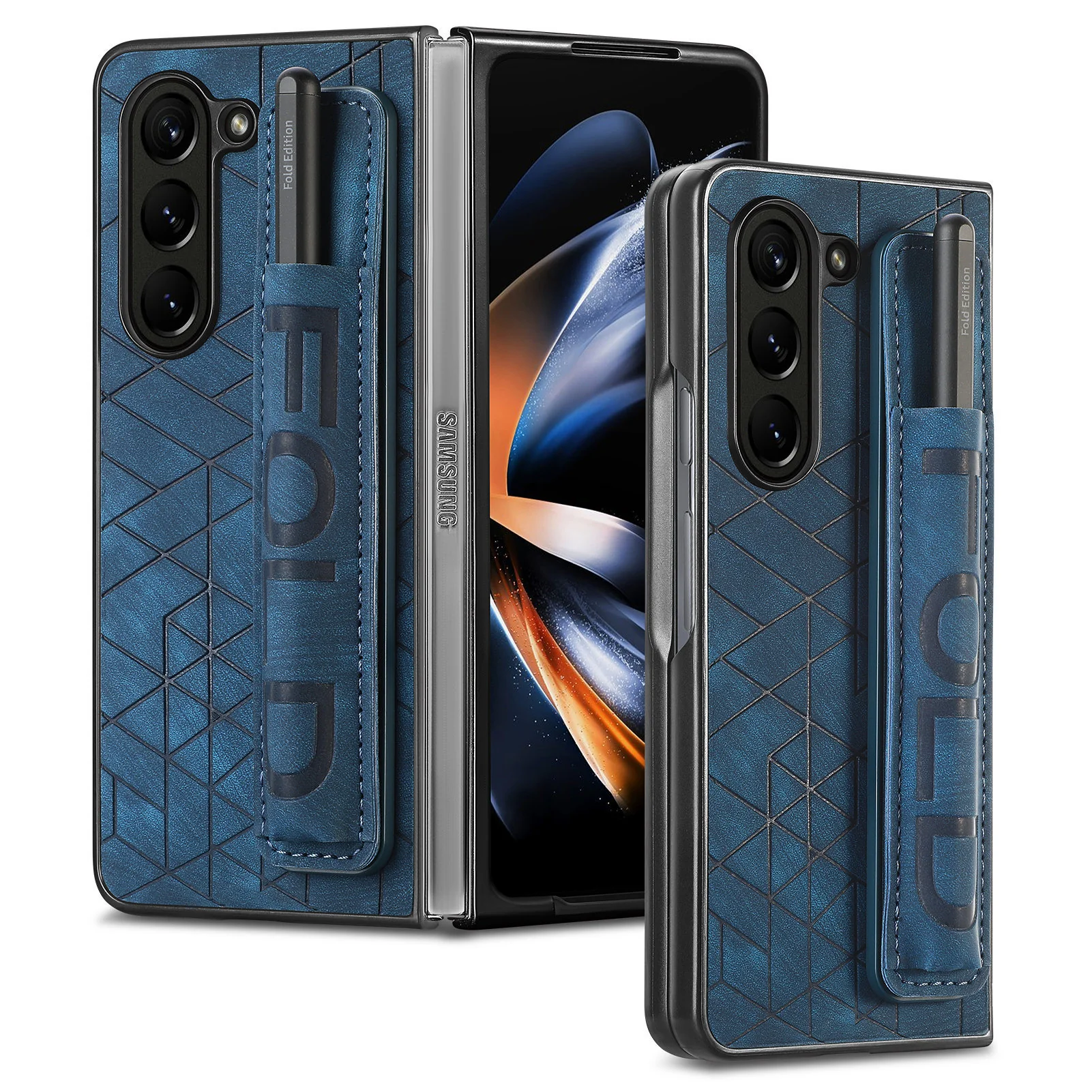 [With Pen Slot] Samsung Galaxy Z Fold6 (SM-F956) Foldable Vegan Leather Shockproof Case - Image 2