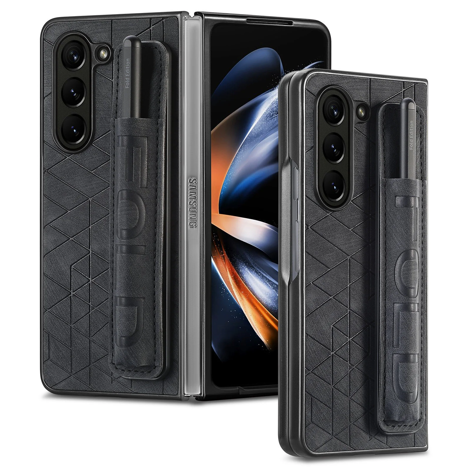 [With Pen Slot] Samsung Galaxy Z Fold6 (SM-F956) Foldable Vegan Leather Shockproof Case - Image 3
