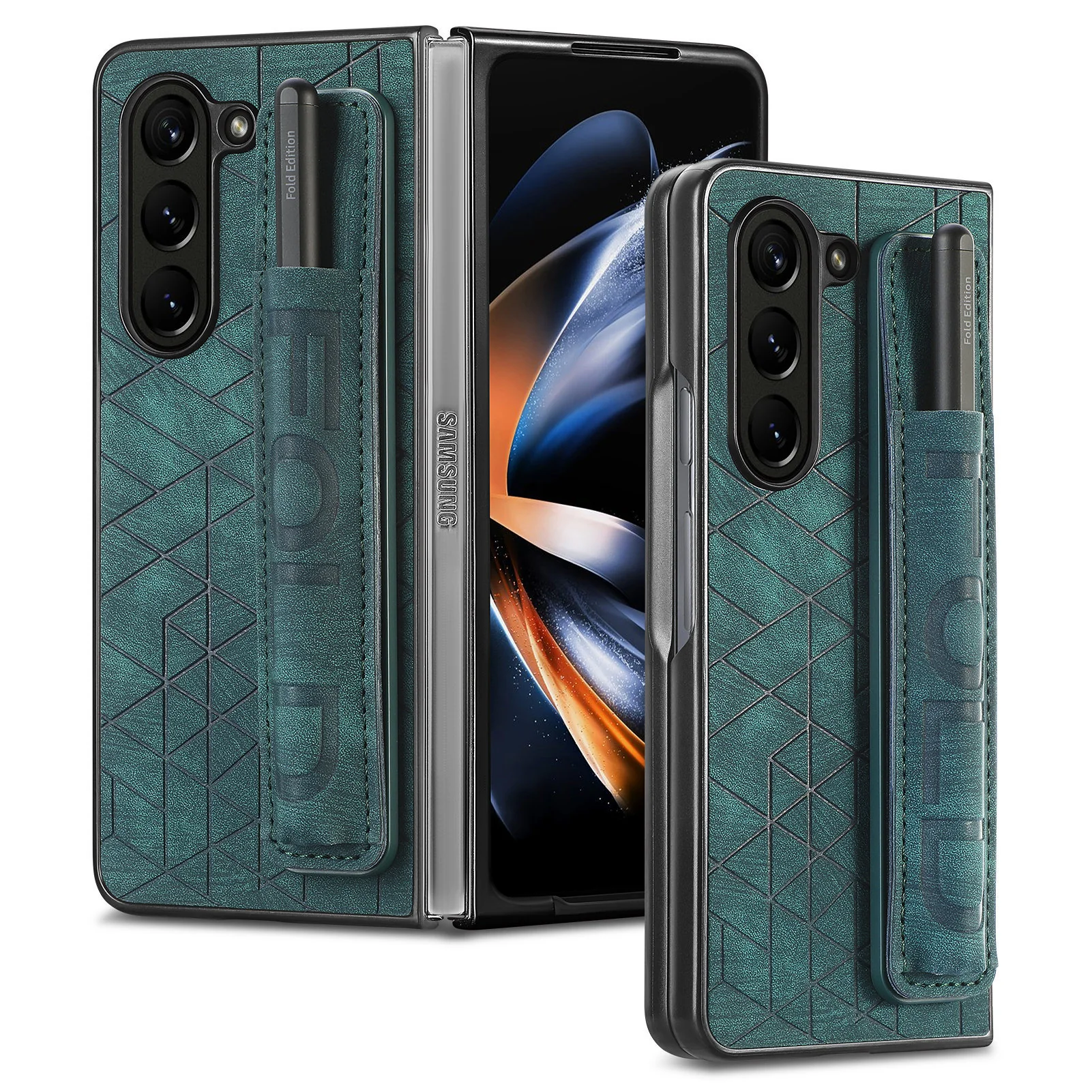 [With Pen Slot] Samsung Galaxy Z Fold6 (SM-F956) Foldable Vegan Leather Shockproof Case - Image 4