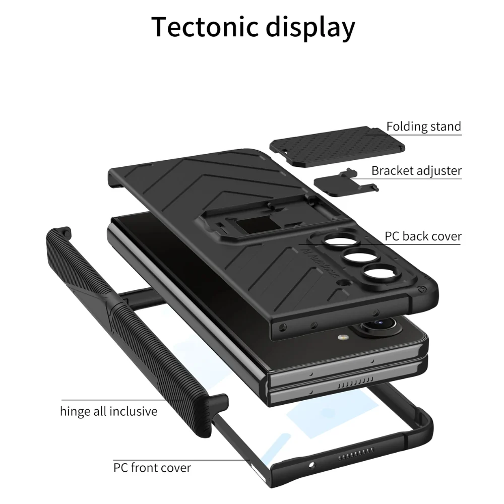 [With Pen Slot] [With Stand] Samsung Galaxy Z Fold5 (SM-F946) - Foldable Magnetic S Pen Creative Storage Armor Protective Case - Image 7