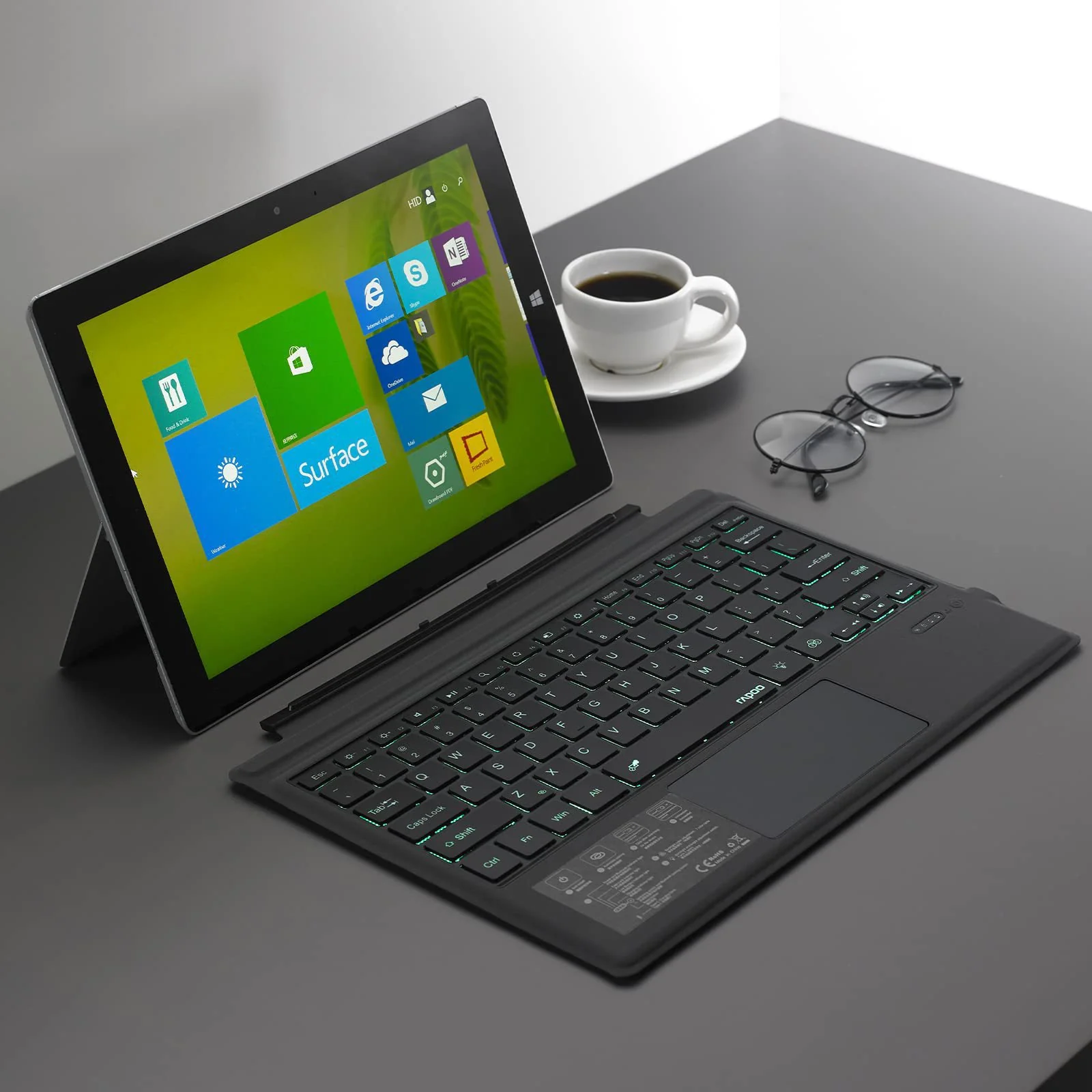 [With RGB Backlit] Microsoft Surface Pro 8 Compatible Ultra-Thin  Wireless Bluetooth Magnetic Touchpad Keyboard - Image 3