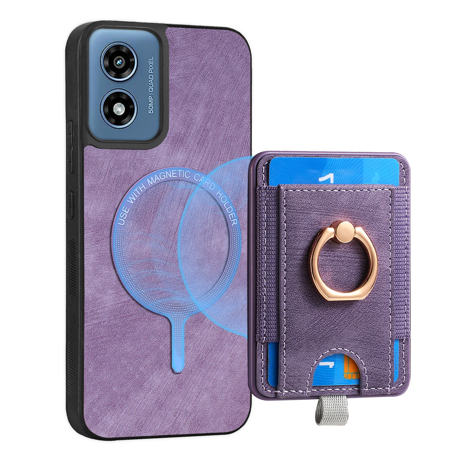 [With Ring Bracket][Detachable] Motorola Moto G15/Power Shockproof Wallet Series Case With Card Slot
