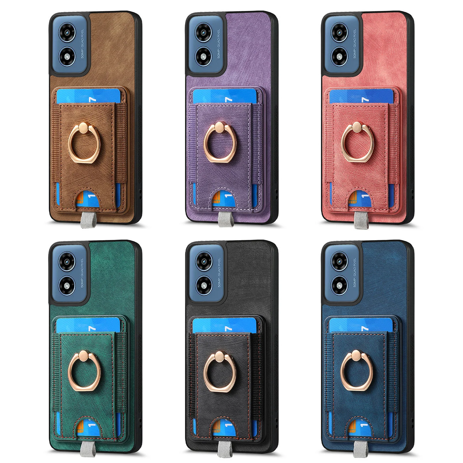 [With Ring Bracket][Detachable] Motorola Moto G15/Power Shockproof Wallet Series Case With Card Slot - Image 10