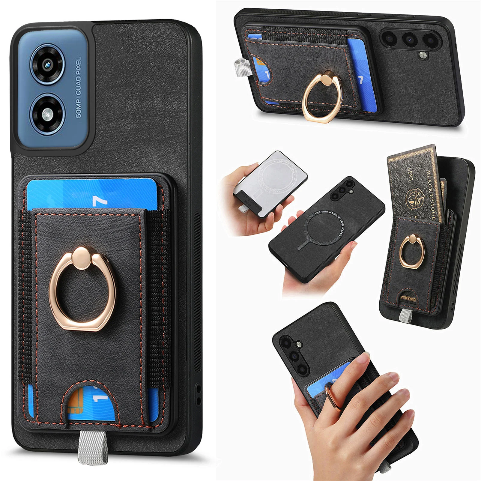 [With Ring Bracket][Detachable] Motorola Moto G15/Power Shockproof Wallet Series Case With Card Slot - Image 12