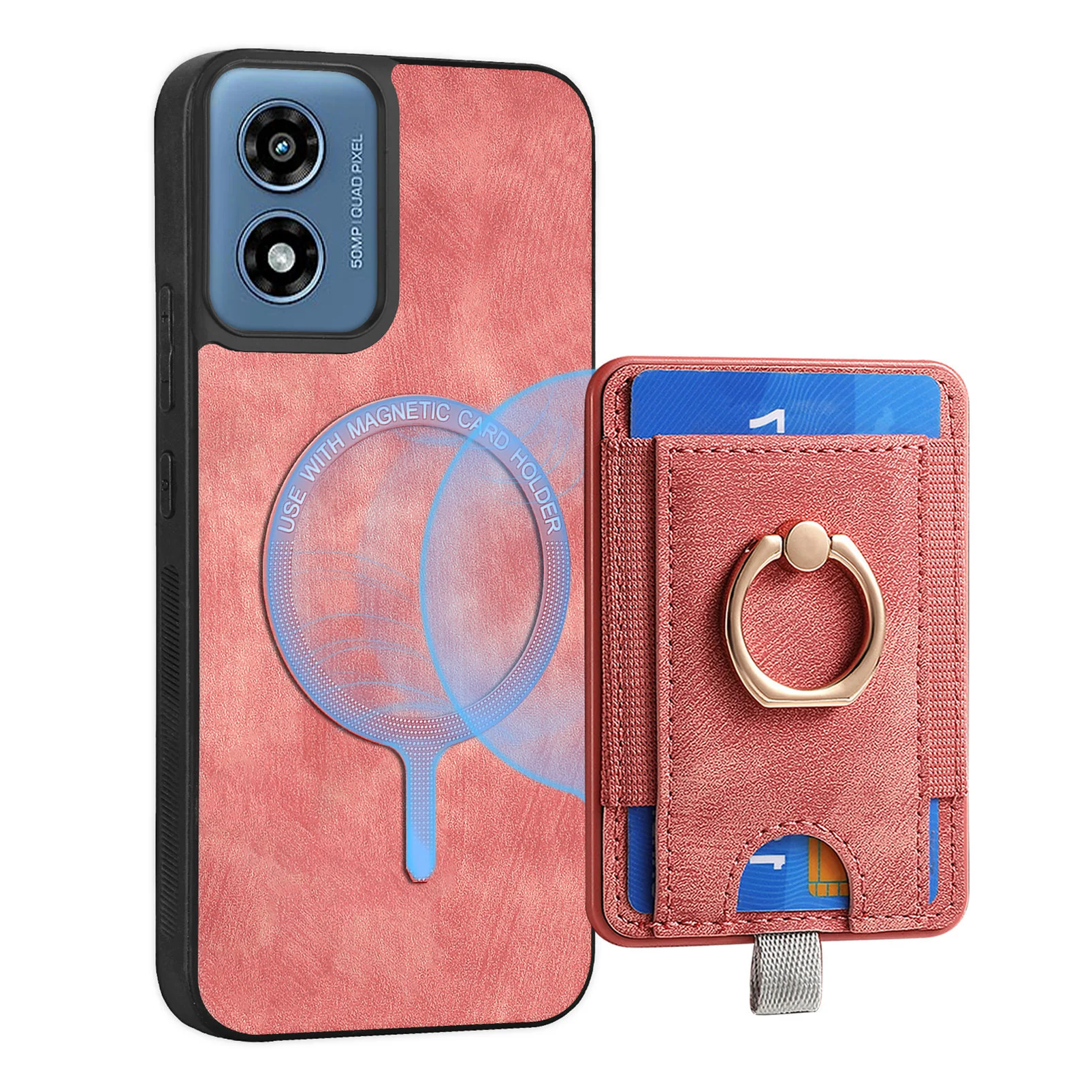 [With Ring Bracket][Detachable] Motorola Moto G15/Power Shockproof Wallet Series Case With Card Slot - Image 2