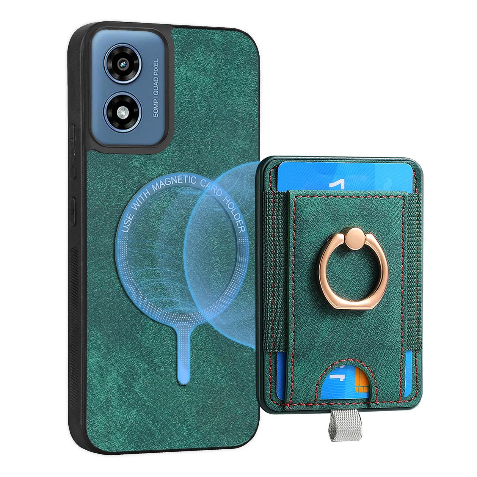 [With Ring Bracket][Detachable] Motorola Moto G15/Power Shockproof Wallet Series Case With Card Slot - Image 3