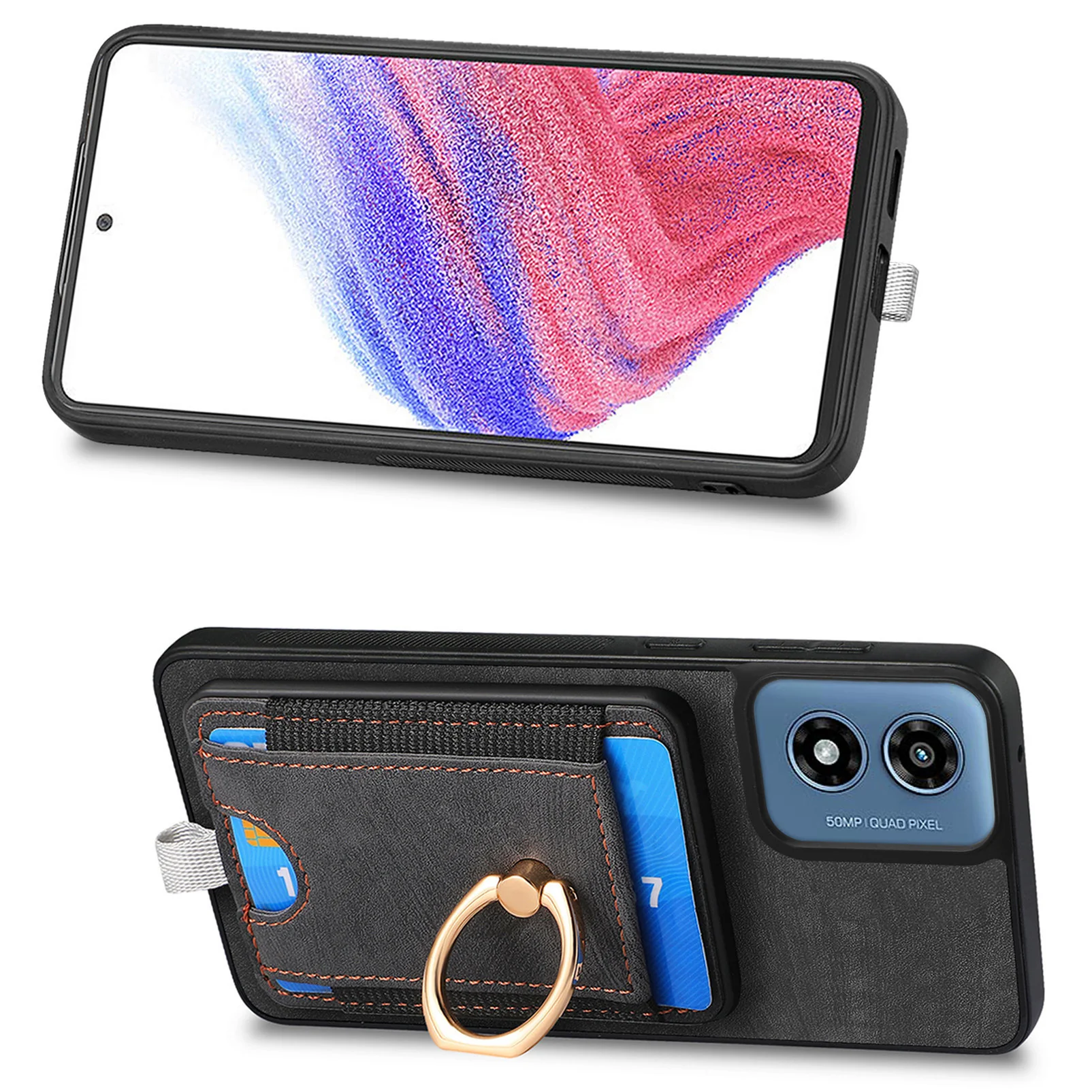 [With Ring Bracket][Detachable] Motorola Moto G15/Power Shockproof Wallet Series Case With Card Slot - Image 7