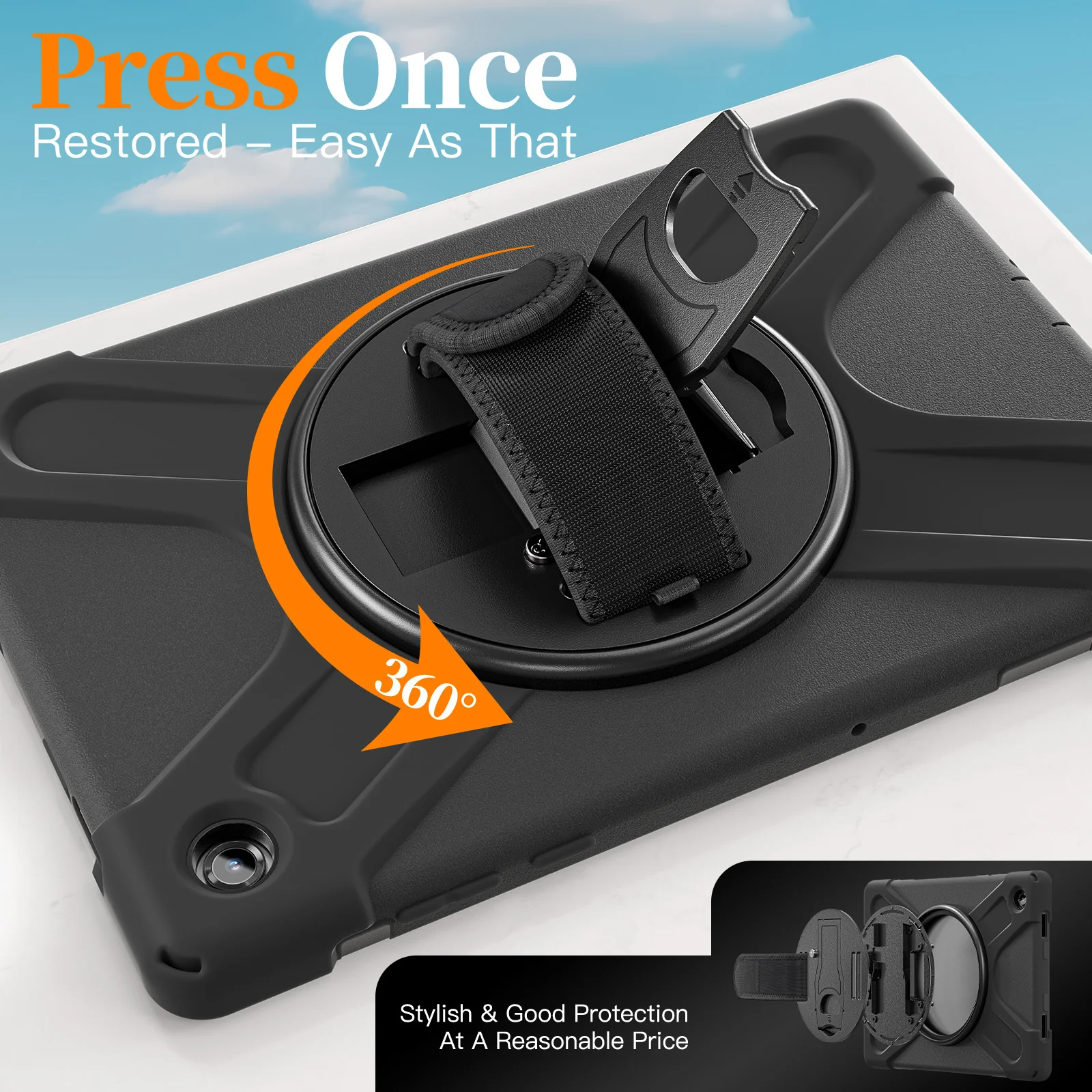 [With Shoulder Strap] Samsung Galaxy Tab A11 Plus 11" 2025 - 360 Degree Rotation Heavy Duty EVA Kid Friendly Ring Holder Stand Case - Image 2
