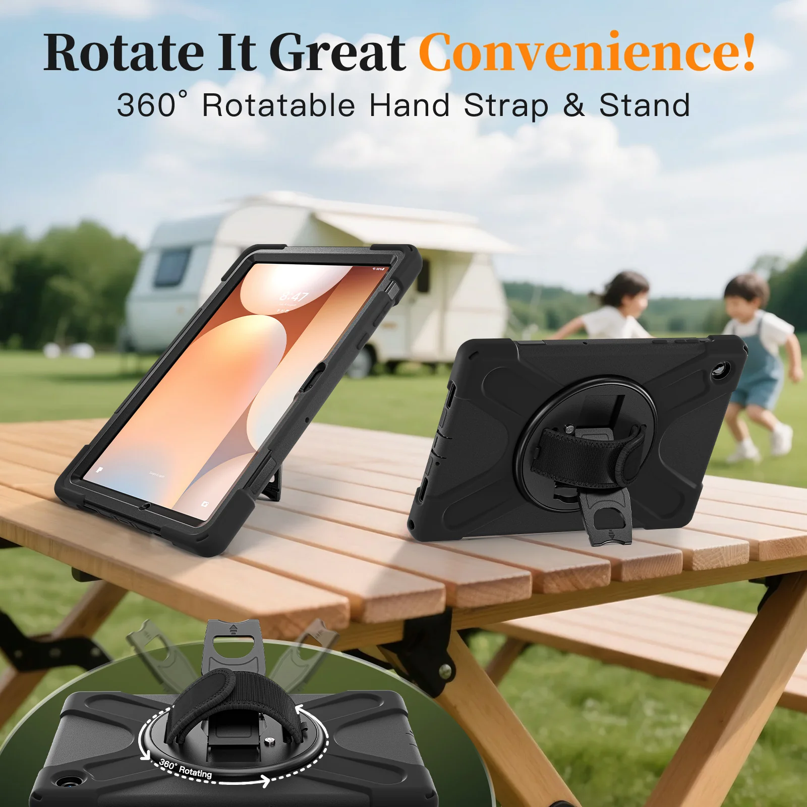 [With Shoulder Strap] Samsung Galaxy Tab A11 Plus 11" 2025 - 360 Degree Rotation Heavy Duty EVA Kid Friendly Ring Holder Stand Case - Image 3