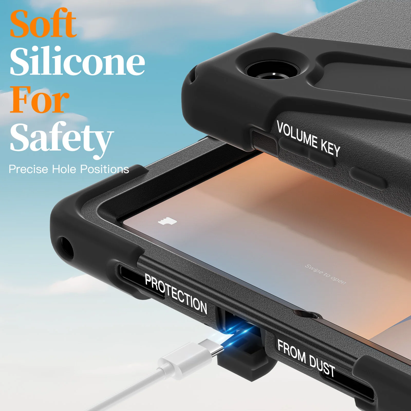 [With Shoulder Strap] Samsung Galaxy Tab A11 Plus 11" 2025 - 360 Degree Rotation Heavy Duty EVA Kid Friendly Ring Holder Stand Case - Image 4