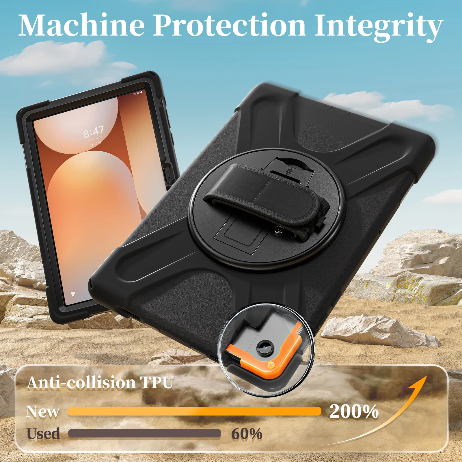 [With Shoulder Strap] Samsung Galaxy Tab A11 Plus 11" 2025 - 360 Degree Rotation Heavy Duty EVA Kid Friendly Ring Holder Stand Case - Image 8