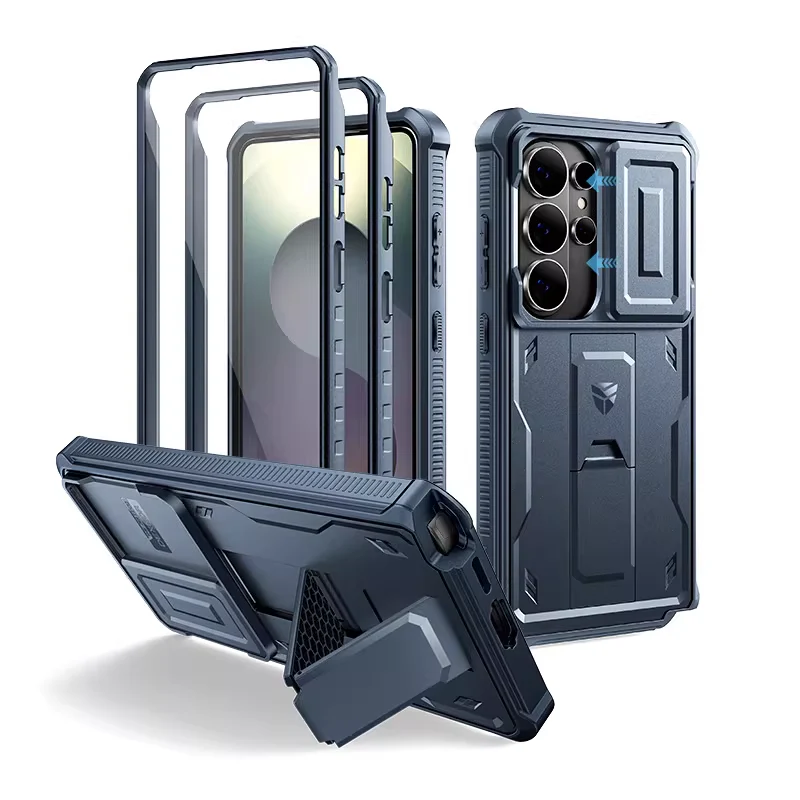 [With Slide Camera Cover][Built-in Stand] Samsung Galaxy S26/Plus/Ultra - Dexnor Military Grade Heavy-Duty Shockproof Rugged Case - Image 3