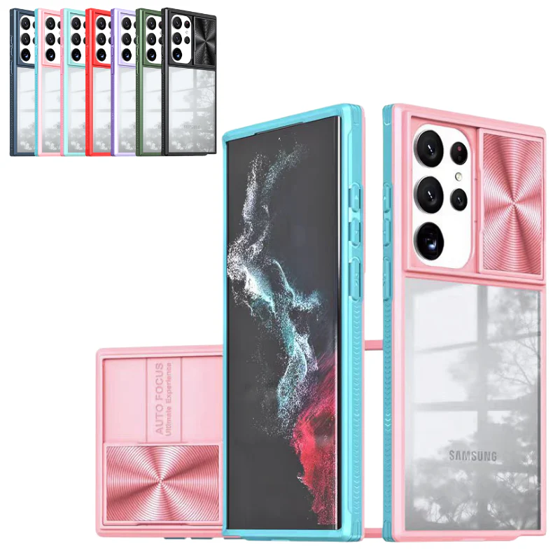 [With Slide Len Cover] Samsung Galaxy S24 SM-S921/Plus SM-S926/Ultra SM-S928 Transparent Shockproof Phone Essentials Series Case - Image 2