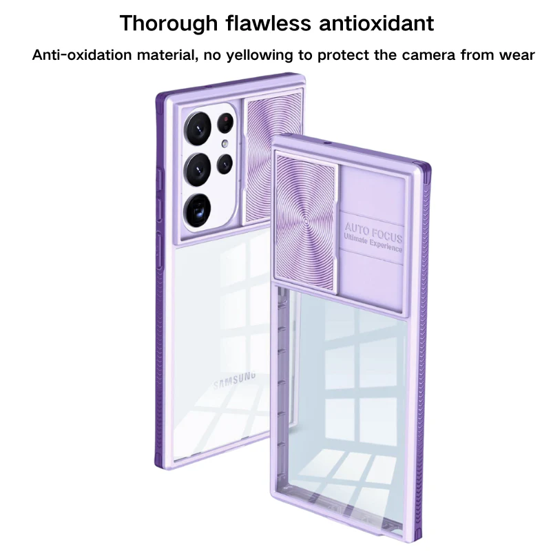 [With Slide Len Cover] Samsung Galaxy S24 SM-S921/Plus SM-S926/Ultra SM-S928 Transparent Shockproof Phone Essentials Series Case - Image 9