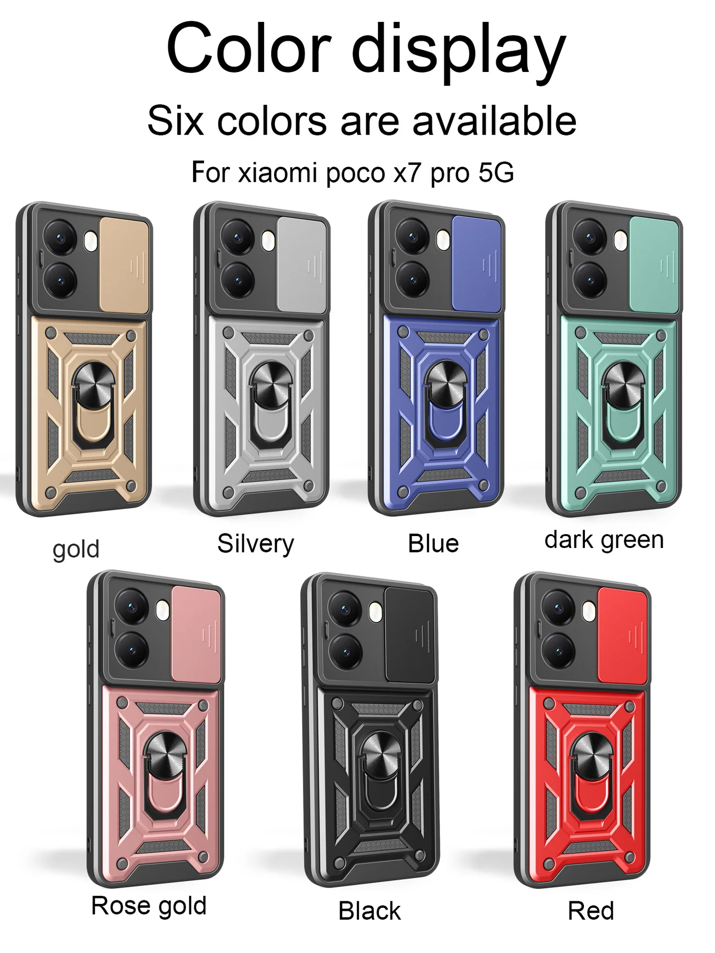 [With Slide Lens Cover] Xiaomi Redmi Turbo 4 Ring Bracket Shockproof Heavy Duty Series Case - Image 10