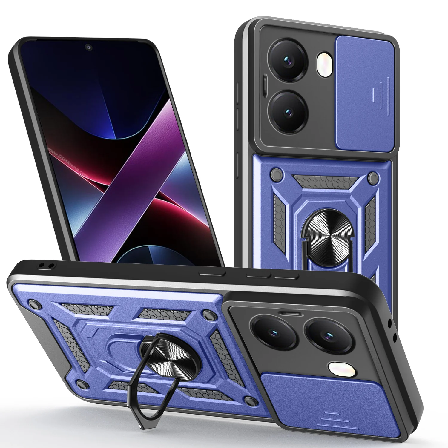 [With Slide Lens Cover] Xiaomi Redmi Turbo 4 Ring Bracket Shockproof Heavy Duty Series Case - Image 13