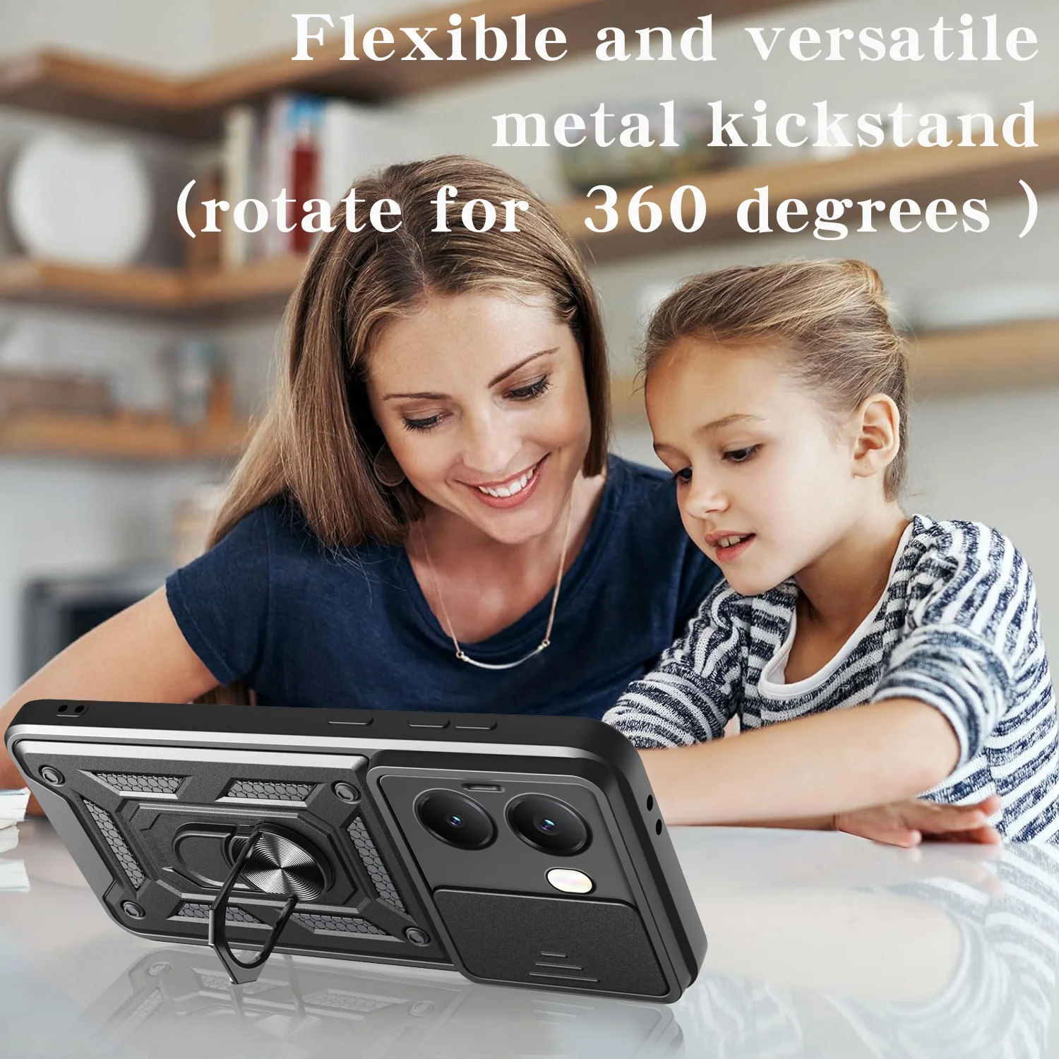 [With Slide Lens Cover] Xiaomi Redmi Turbo 4 Ring Bracket Shockproof Heavy Duty Series Case - Image 4