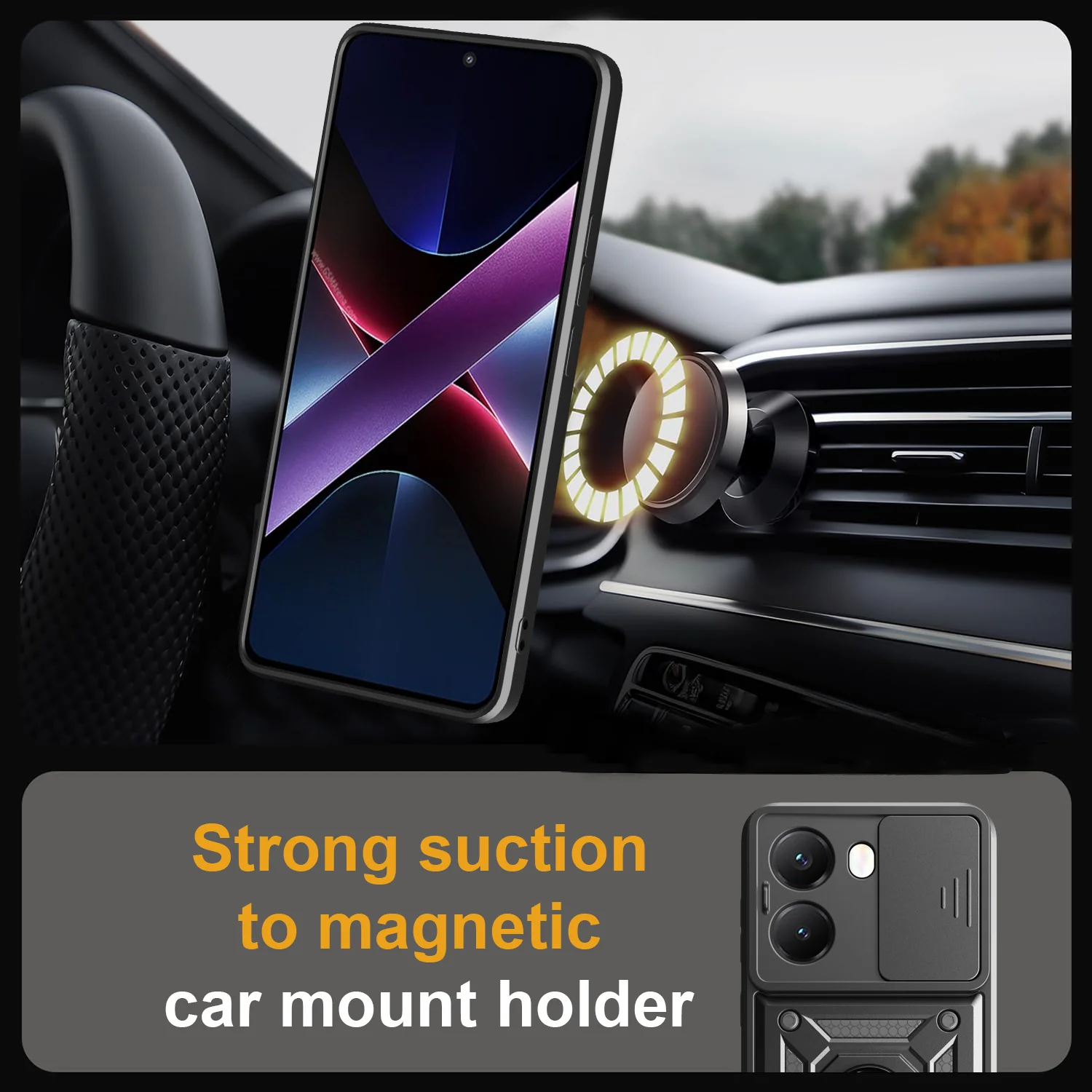 [With Slide Lens Cover] Xiaomi Redmi Turbo 4 Ring Bracket Shockproof Heavy Duty Series Case - Image 5