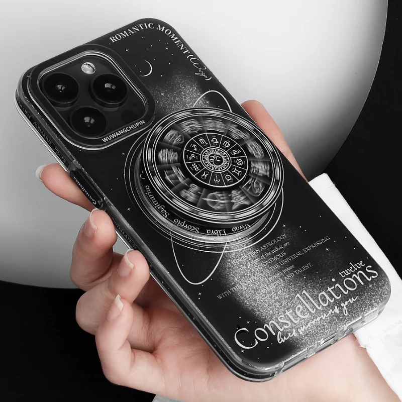 [With Spin Pop Socket] Apple iPhone 16/15/14 - Space Compass Galaxy Style Unzip TPU Protection Case - Image 3