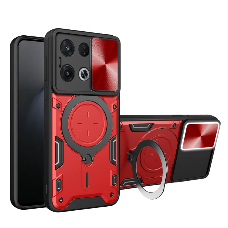 [With Stand][Built-in Slide Lens Cover] OPPO Reno13 / Pro Mecha-style Protective Hard Heavy Duty Series Case