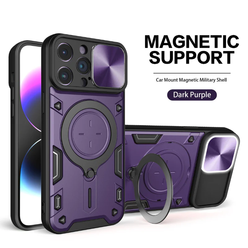 [With Stand][Built-in Slide Lens Cover] OPPO Reno13 / Pro Mecha-style Protective Hard Heavy Duty Series Case - Image 4