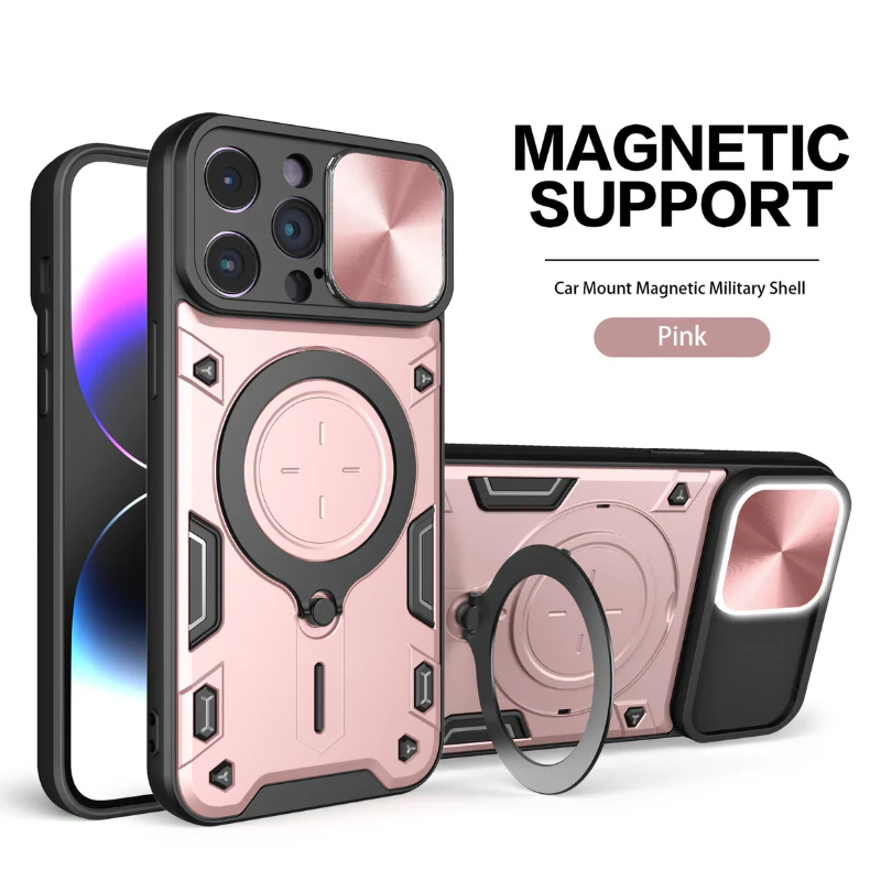 [With Stand][Built-in Slide Lens Cover] OPPO Reno13 / Pro Mecha-style Protective Hard Heavy Duty Series Case - Image 5