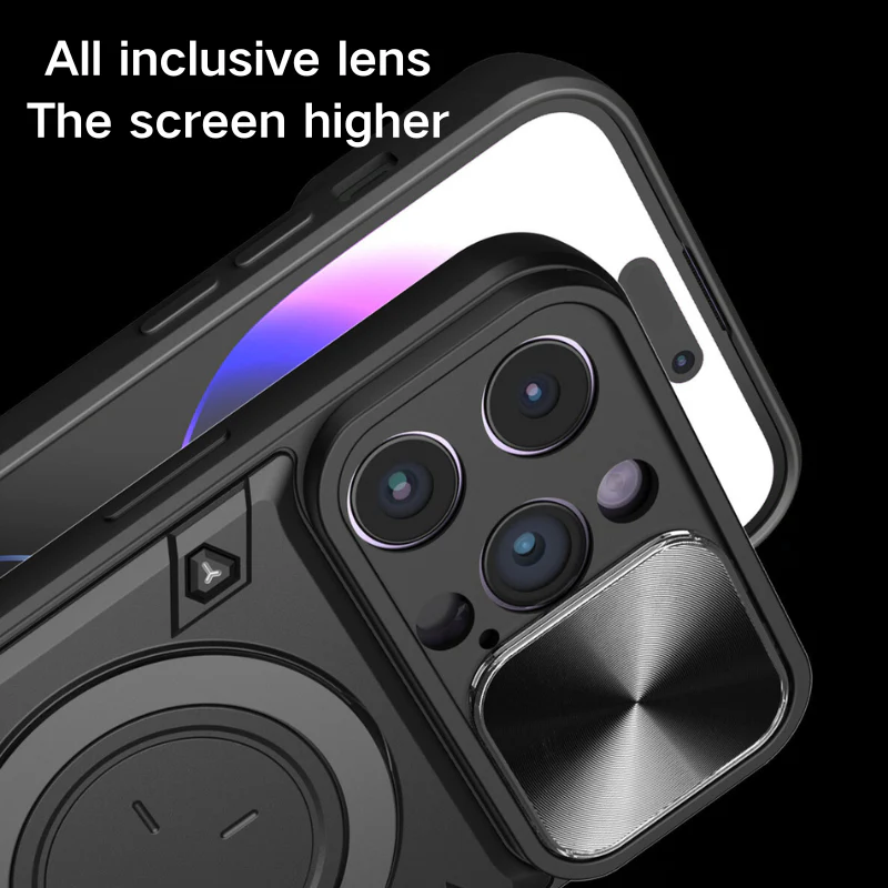 [With Stand][Built-in Slide Lens Cover] OPPO Reno13 / Pro Mecha-style Protective Hard Heavy Duty Series Case - Image 9