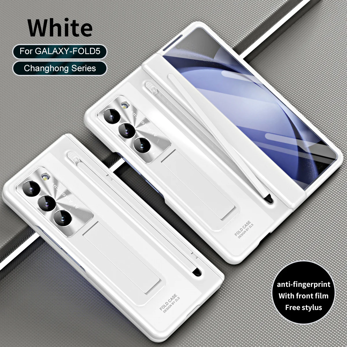 [With Stylus] Samsung Galaxy Z Fold5 (SM-F946) - Shell Membrane Integrated Shockproof Stand Case - Image 5