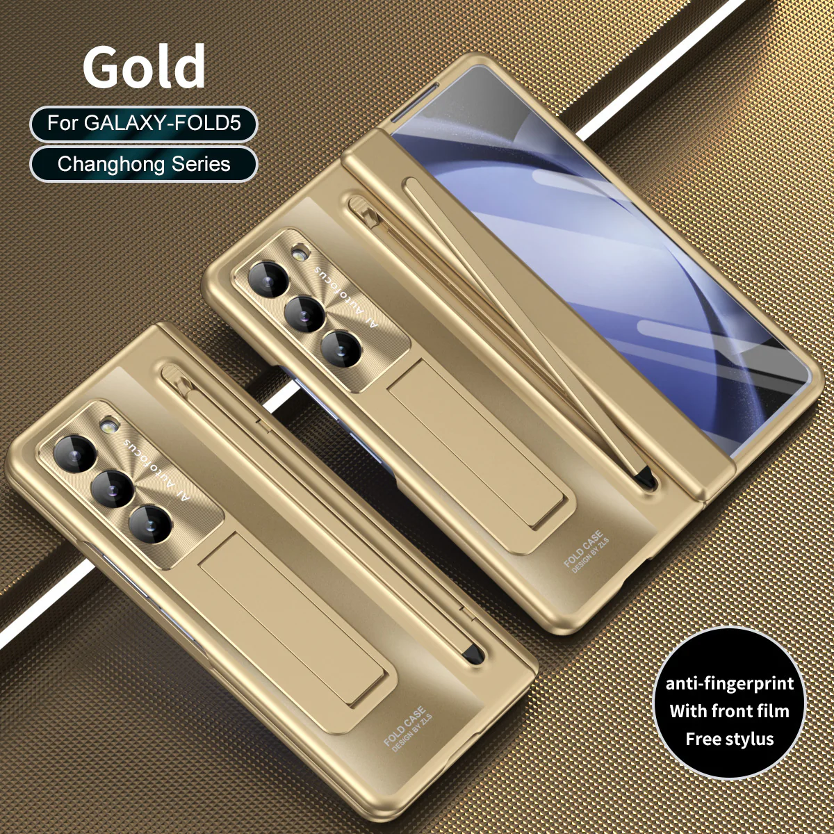 [With Stylus] Samsung Galaxy Z Fold5 (SM-F946) - Shell Membrane Integrated Shockproof Stand Case - Image 6