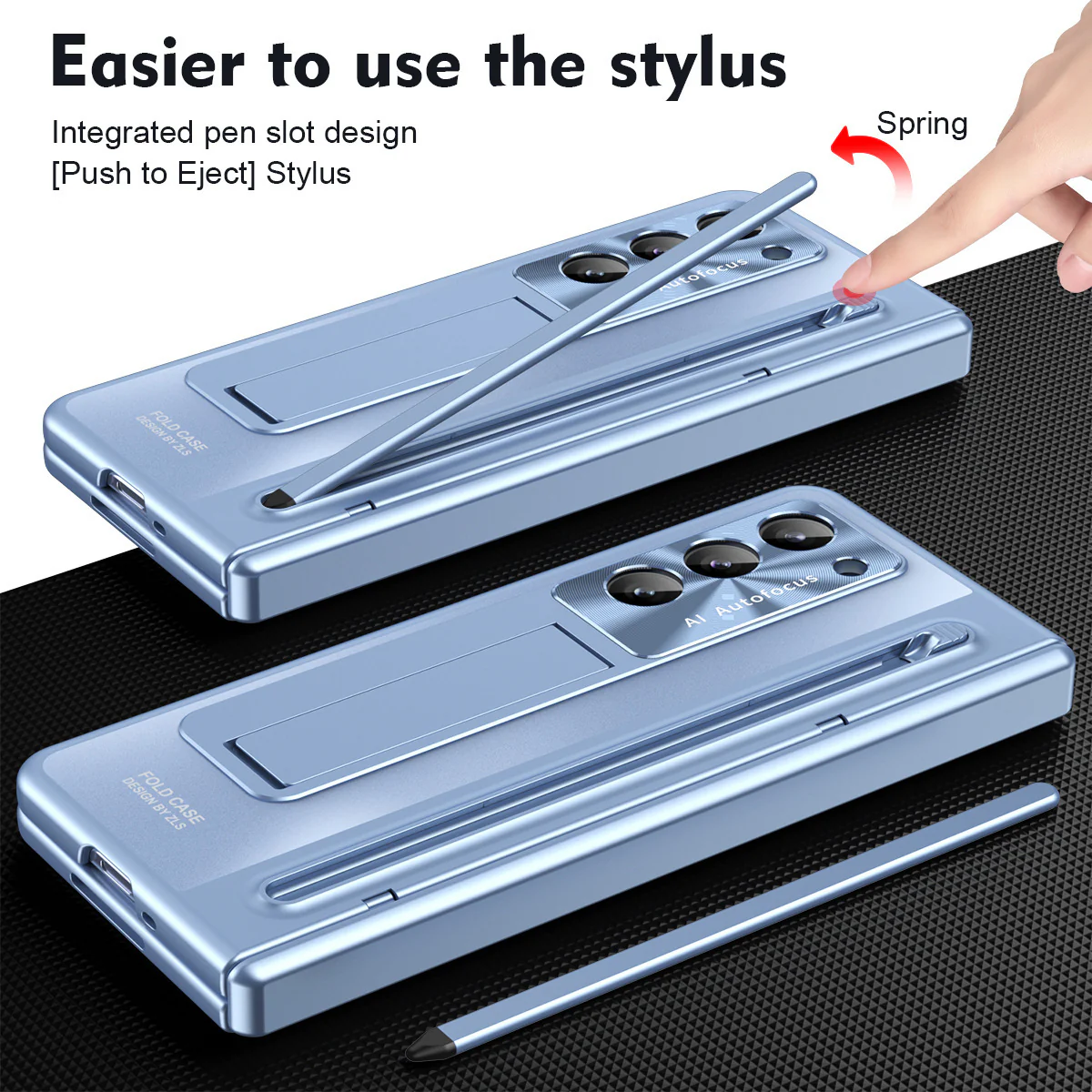 [With Stylus] Samsung Galaxy Z Fold5 (SM-F946) - Shell Membrane Integrated Shockproof Stand Case - Image 9