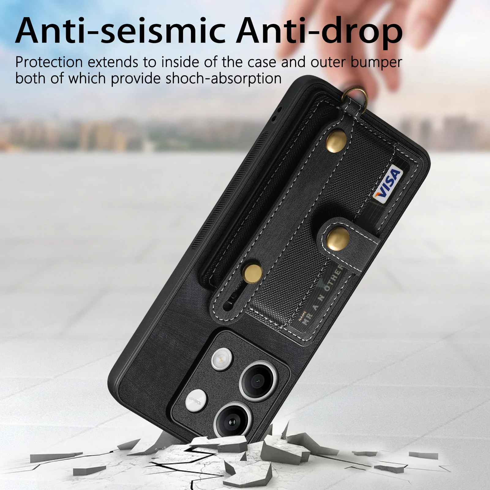 [With Wrist Strap][With Card Slot] Xiaomi Redmi Note 14 5G/Pro 5G/Pro+ 5G Premium Leather Kickstand Shockproof Wallet Series Case - Image 2