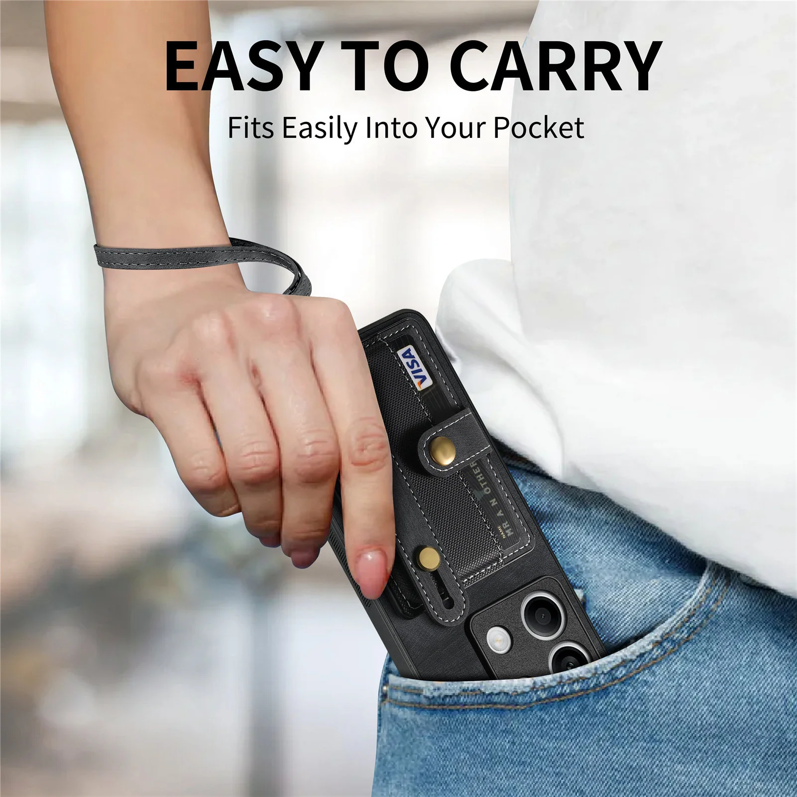 [With Wrist Strap][With Card Slot] Xiaomi Redmi Note 14 5G/Pro 5G/Pro+ 5G Premium Leather Kickstand Shockproof Wallet Series Case - Image 6