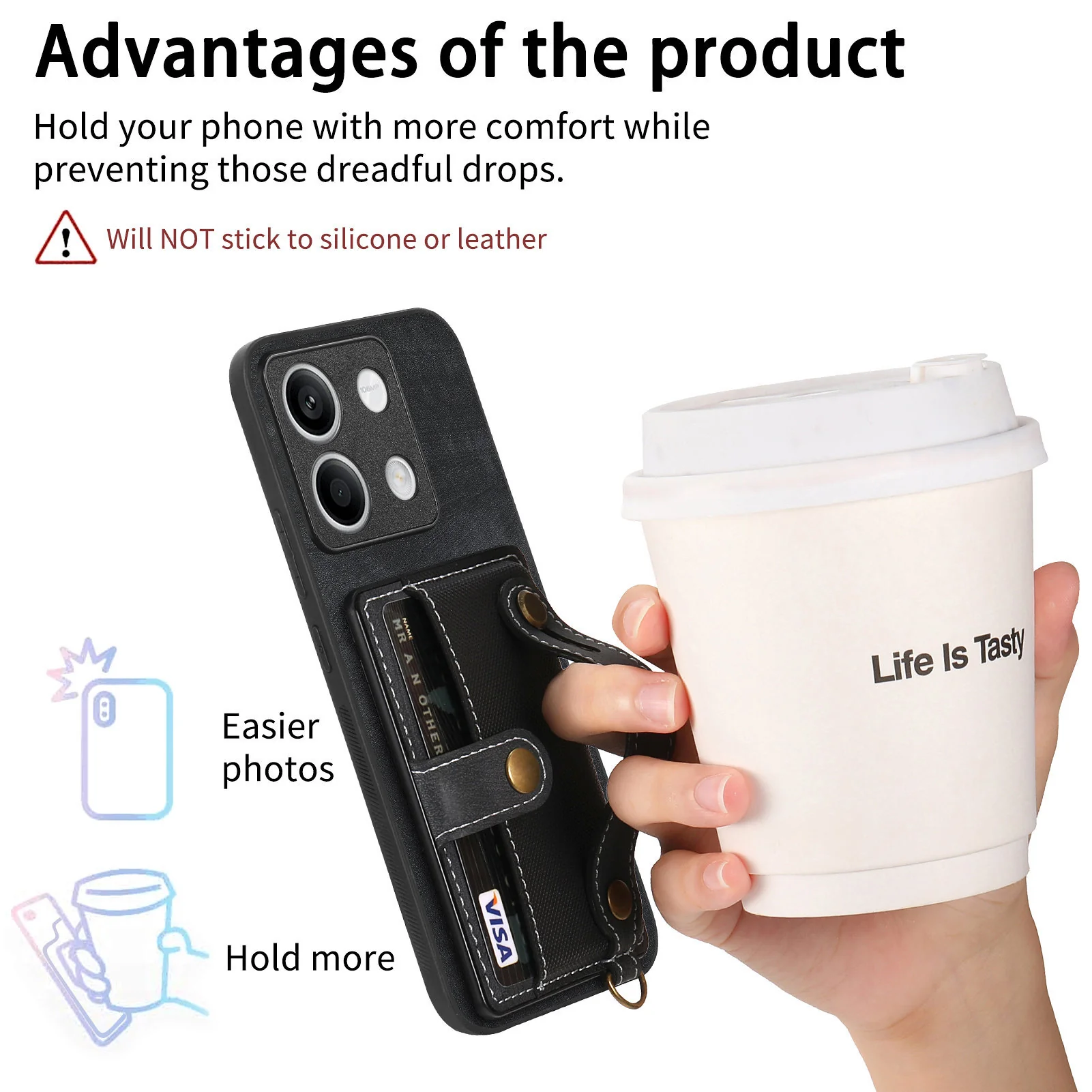 [With Wrist Strap][With Card Slot] Xiaomi Redmi Note 14 5G/Pro 5G/Pro+ 5G Premium Leather Kickstand Shockproof Wallet Series Case - Image 7