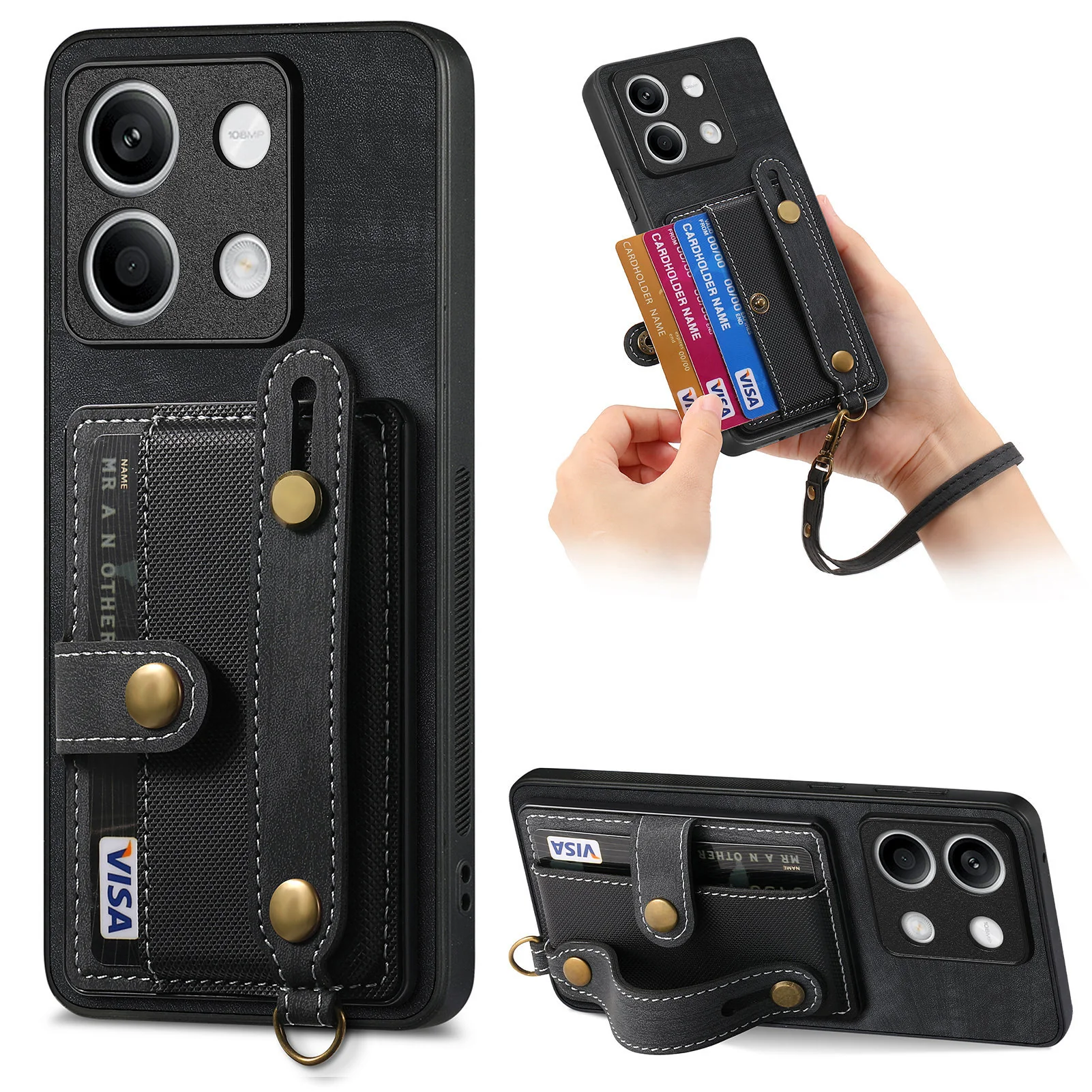 [With Wrist Strap][With Card Slot] Xiaomi Redmi Note 14 5G/Pro 5G/Pro+ 5G Premium Leather Kickstand Shockproof Wallet Series Case - Image 8