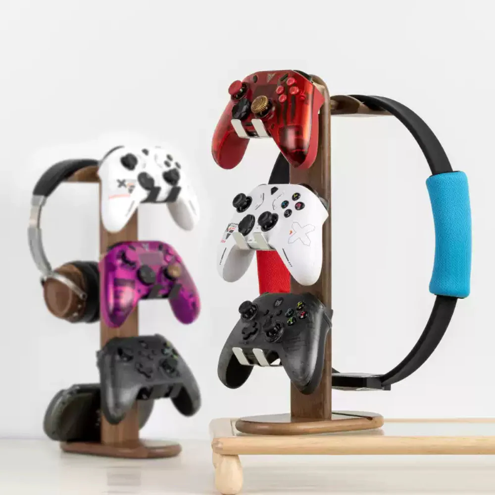 Wooden Headphone Stand, Switch Game Controller, Xbox Solid Wood Storage Rack - Image 4