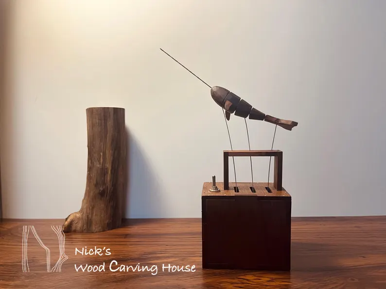 Wooden Whale, Automata Whale, Narwhal Music Box, Mechanical Whale, Ornament, Wood art, Statue, Sculpture, Home Decor, Woodcarving, Handmade - Image 4