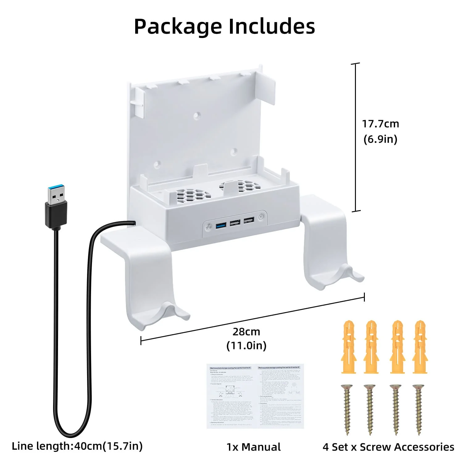 Xbox Series S Wall-mounted Color Changing Cooling Stand with Hook - Image 8