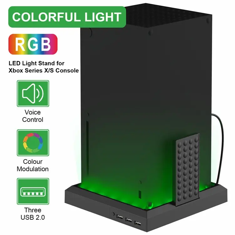 Xbox Series S / X Game Console Holder Stand With RGB Light & USB Hub - Image 3
