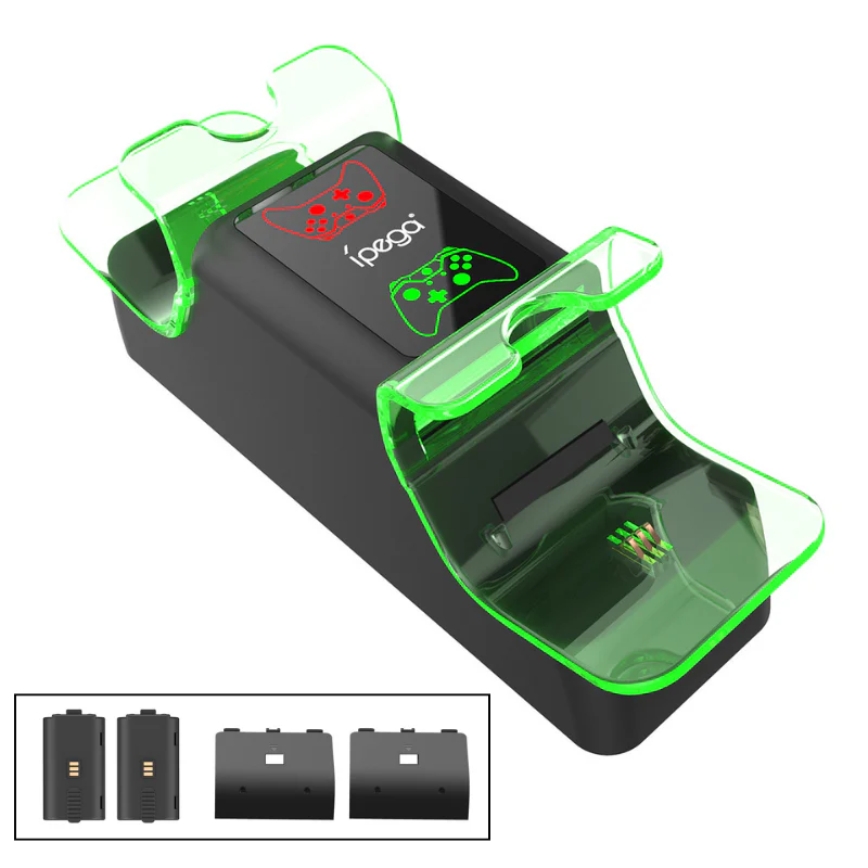Xboxes Series X & S Luminous Base Dock Charging Station with Charging Indicator 2 Batteries