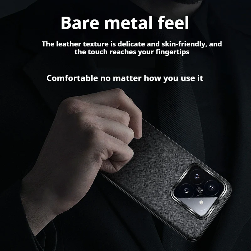 Xiaomi Mi 14/Pro Ultra-thin Minimalist Shockproof Genuine Leather Series Case - Image 3