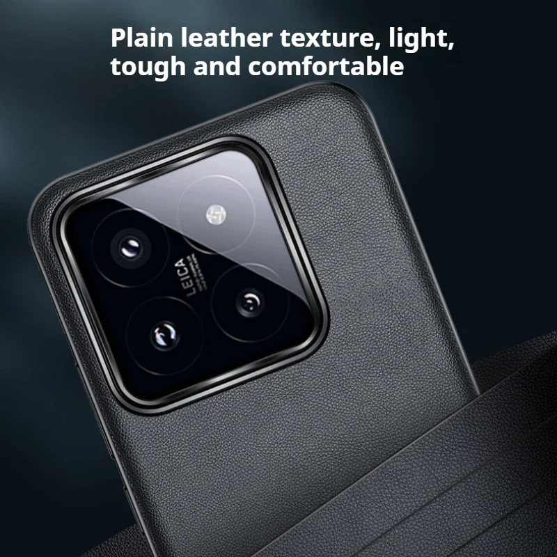 Xiaomi Mi 14/Pro Ultra-thin Minimalist Shockproof Genuine Leather Series Case - Image 4