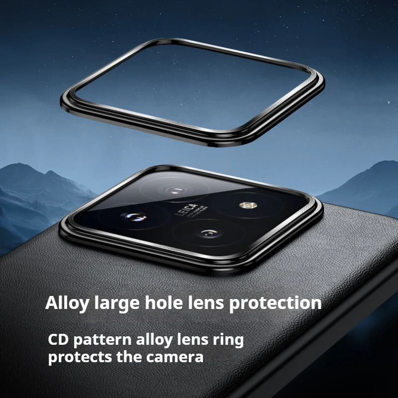 Xiaomi Mi 14/Pro Ultra-thin Minimalist Shockproof Genuine Leather Series Case - Image 5