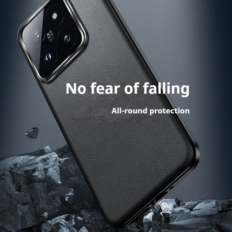 Xiaomi Mi 14/Pro Ultra-thin Minimalist Shockproof Genuine Leather Series Case - Image 6