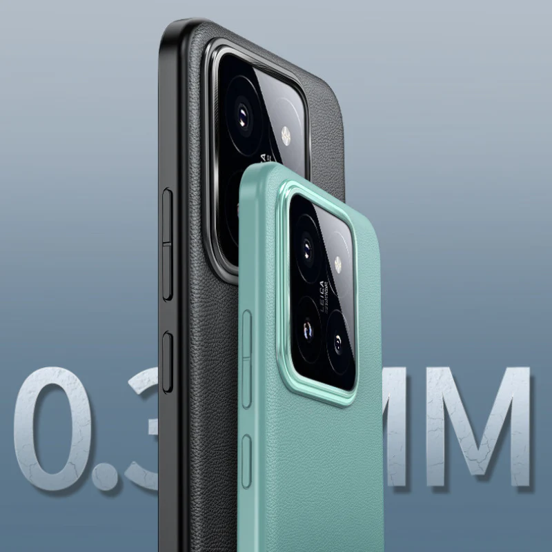 Xiaomi Mi 14/Pro Ultra-thin Minimalist Shockproof Genuine Leather Series Case - Image 8