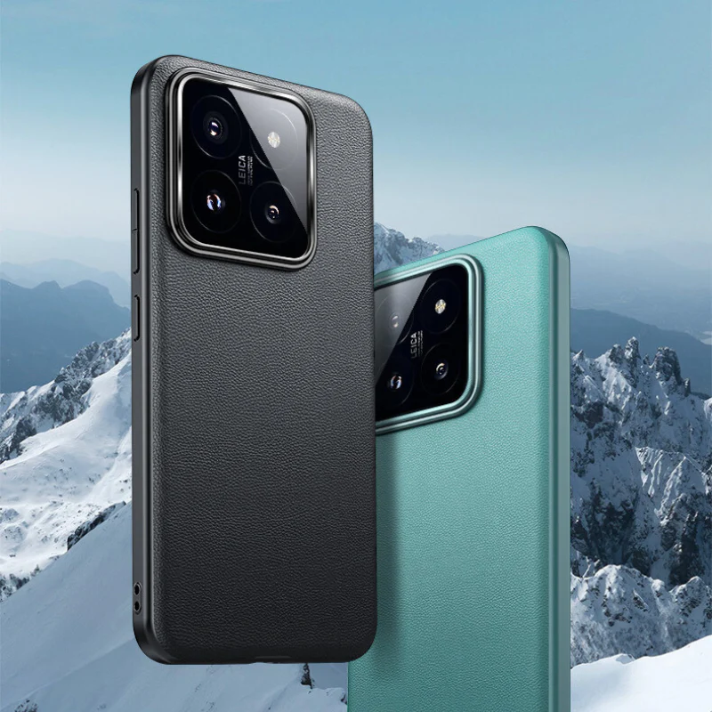 Xiaomi Mi 14/Pro Ultra-thin Minimalist Shockproof Genuine Leather Series Case - Image 9